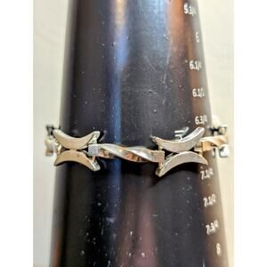 VTG Silver Tone X Twisted Tube Chain Link Fold Over Clasp 8" Bracelet
